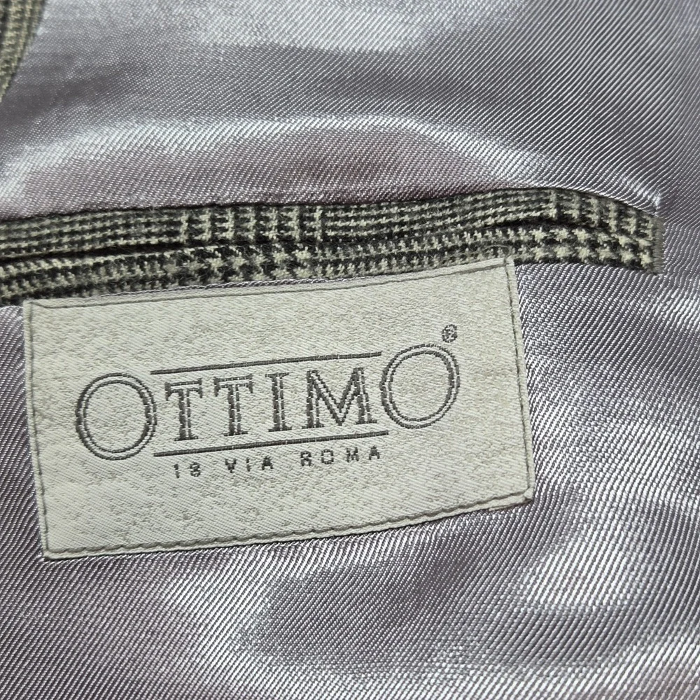 Vtg Men's Ottimo Blazer Jacket Size 43R Gray Glen Plaid Wool Sport Coat Classic
